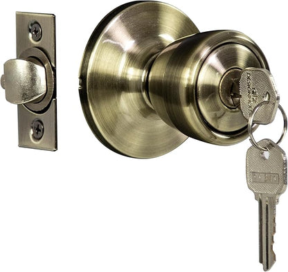 Design House 728345 Terrace 6-Way Universal Keyed Entry Door Knob Antique Brass