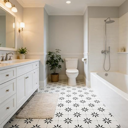 Peel and Stick Floor Tile, 7.9"x7.9" Vinyl Flooring for Bathroom Kitchen, Waterproof Non-Slip Durable Self-Adhesive Easy DIY Removable