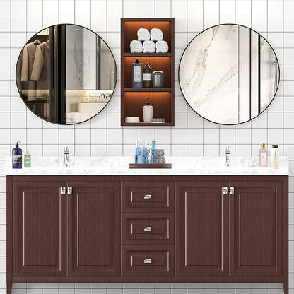 USHOWER 2- Pack Bathroom Mirrors for Over Sink, 30 Inch Circle Mirror with Metal Frame, Black Wall Mirror Modern Decoration for Vanity, Entryway, Living Room, Hallway and Bedroom