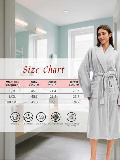 Soft Robe For Women，Warm Plush Bath Robes Female，Spa Towel After Shower Lightweight Long Bathrobe