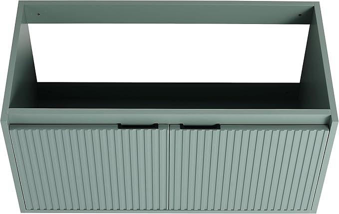 Malwee 36 Inch Floating Bathroom Vanity with Sink, 36'' Single Sink Wall Mounted Bathroom Vanity, with 2 Doors and White Waterdrop Gel Coat Basin (058-36 * 18, GGE)