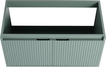 Malwee 36 Inch Floating Bathroom Vanity with Sink, 36'' Single Sink Wall Mounted Bathroom Vanity, with 2 Doors and White Waterdrop Gel Coat Basin (058-36 * 18, GGE)