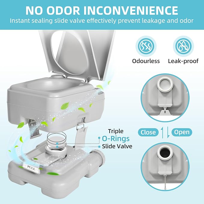 YITAMOTOR 3.17 Gallon Portable Toilet for Camping, RV Travel Potty with Press Flush Pump, Leak-proof Seal Ring for Travel, Boating, Hiking, Trips | RV Travel Potty with Press Flush Pump, Leak-proof Seal Ring for Travel, Boating, Hiking, Trips