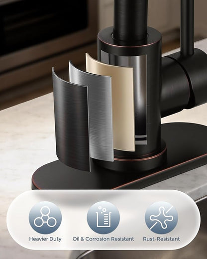 Modern Bar Sink Faucet: Single-Handle Oil Rubbed Bronze Bathroom Kitchen Sink Faucet, 1 Hole Wet Bar Sink Faucets with 360°Swivel Spout for bar RV Laundry Farmhouse