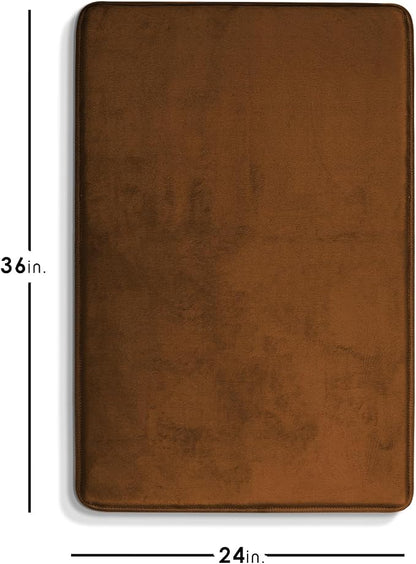 Clara Clark Bathroom Rugs, Velvet Memory Foam Bath Mat, Non-Slip Bath Rugs, Machine Wash, Dries Quickly, Ultra Soft Plush Bath Mats for Bathroom, 24 x 36, Brown