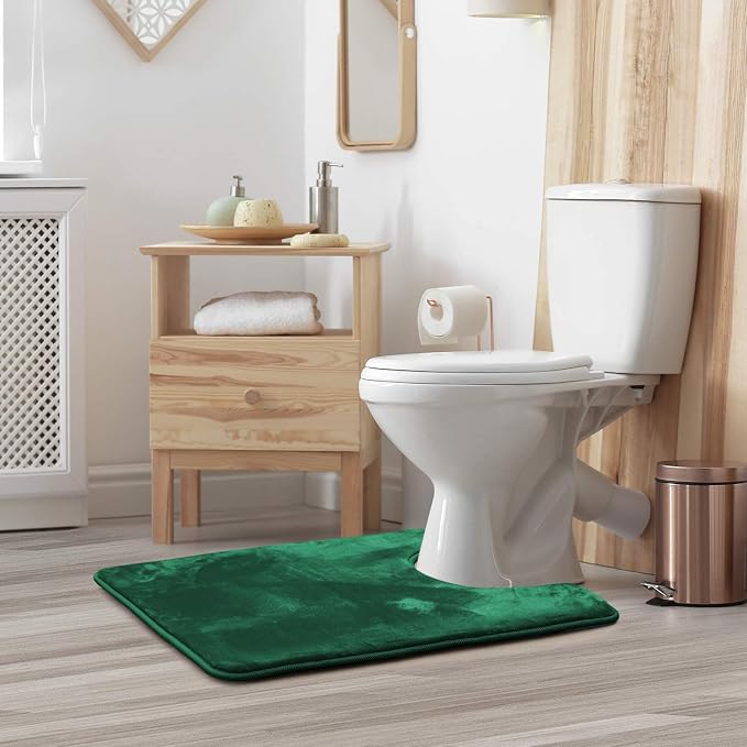 Clara Clark Bathroom Rugs, Velvet Memory Foam Bath Mat, Non-Slip, Machine Washable Bath Rugs - Dries Quickly, Ultra Soft Plush Bath Mats for Bathroom, 20 x 24, Hunter Green