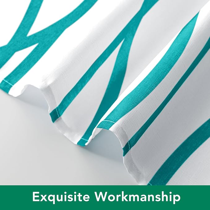 Fabric Modern Extra Long Shower Curtains for Bathroom-Turquoise and White | 72"W x 84"L Textured Faux Linen Luxury Hotel Quality Washable-Abstract Wavy Cloth Bath Curtain-Apartment Minimalist Decor