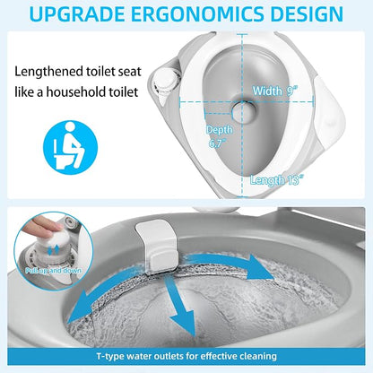 YITAHOME Portable Toilet Camping Porta Potty with Diagonal Enlargerd Bowl | Hand Sprayer, 5.28 Gal Leak-Proof Outdoor Toilet with Level Indicator, Carry Bag for Adults, RV Travel, Boat and Trips