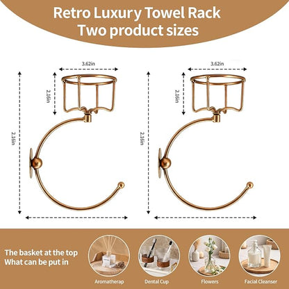 2-Pack Gold Towel & Candle Holder – Rustproof Wall Hooks Set for Bathroom Decor.