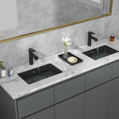 Sarlai Undermount Bathroom Sink - 21 x 15 inch Rectangular Vessel Sink Undermount Modern Ceramic Rectangle Vanity Sink Art Basin with Overflow, Interior Bowl Size 19-2/9" x 13-1/9"