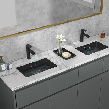 Sarlai Undermount Bathroom Sink - 21 x 15 inch Rectangular Vessel Sink Undermount Modern Ceramic Rectangle Vanity Sink Art Basin with Overflow, Interior Bowl Size 19-2/9" x 13-1/9"