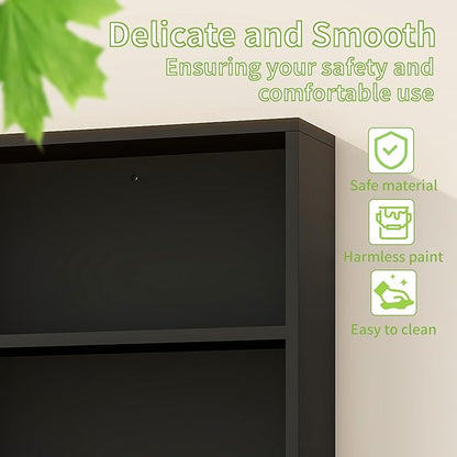 Medicine Cabinet, Wooden Bathroom Wall Cabinet with 2 Doors, Adjustable Shelves & Towel Bar, Over Toilet Storage Cabinet Wall Mounted for Kitchen & Laundry, Black
