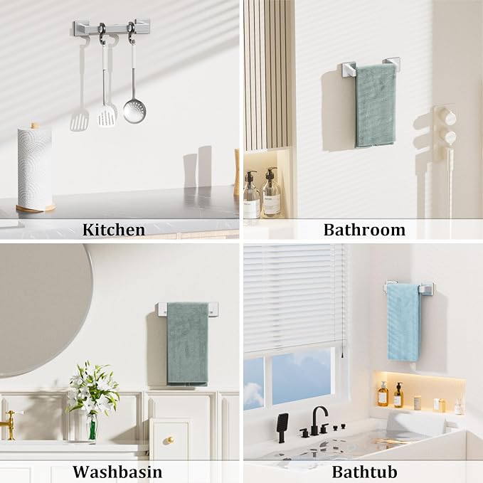 Alise Towel Bar Towel Racks for Bathroom Wall Mount 12 Inch,Brushed Nickel | SUS304 Stainless Steel Bathroom Towel Holder, Full Square Towel Rod Towel Hanger for Bathroom Lavatory Kitchen
