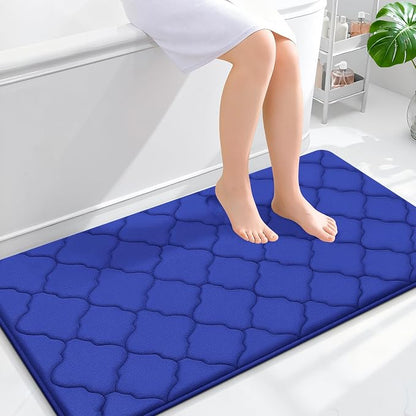 OLANLY Memory Foam Bath Mat Rug 44x24, Ultra Soft and Absorbent Bathroom Rugs, Non-Slip, Comfortable, Machine Washable Bath Carpet for Bathroom Floor, Tub Shower and Home Decor Accessories, Royal Blue