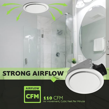 Homewerks 7140-110-G3 Bathroom Fan Ceiling Mount Exhaust Ventilation, Silent 2.0 Sones, 110 CFM, White