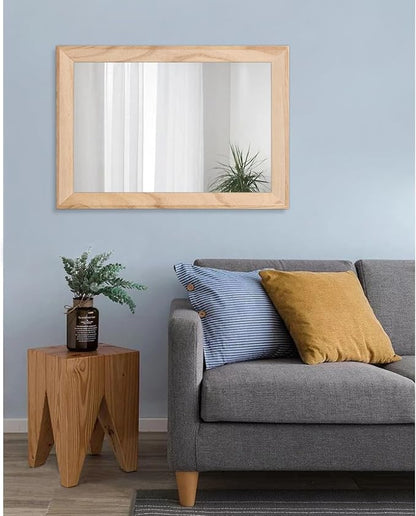 AAZZKANG Rustic Mirrors for Wall Rectangle Wood Frame Mirror Large 26"x18" Decorative for Farmhouse Bedroom Bathroom Living Room Large