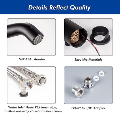 Touchless Bathroom Faucet for Home Use, with Temperature and Flow Control, Matte Black, TS-5303M