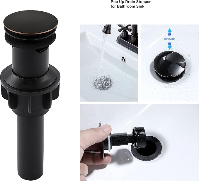 Oil-Rubbed-Bronze Bathroom Sink Faucet, Bronze 4" Centerset Vanity Faucet with Cross Handles