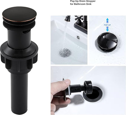 Oil-Rubbed-Bronze Bathroom Sink Faucet, Bronze 4" Centerset Vanity Faucet with Cross Handles