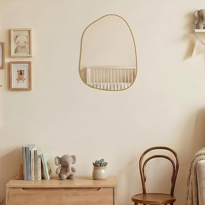 PERFNIQUE Irregular Wall Mirror Asymmetrical Mirror, 16''x12'' Small Gold Mirror for Bathroom Bedroom Living Room Entryway, Decorative Modern Wall Decor, Wall Mounted (Gold, 16''x12'')
