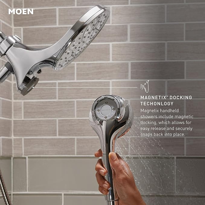 Moen Engage Magnetix Shower Head with Handheld Sprayer,6 Spray Functions,Spot Resist Brushed Nickel,26100EPSRN,(Pack of 2)