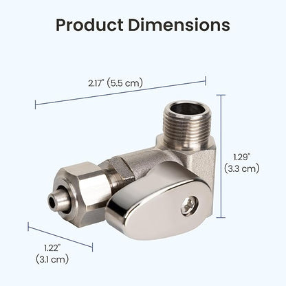LUXE Bidet 3/8 x 3/8 x 8mm Hot Water Shut-Off Valve T-Adapter | Nickel Finish, Compatible with NEO & NEO Plus Series Bidet Attachments