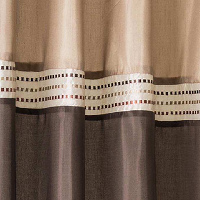Lush Decor Terra Shower Curtain Single 72" W x 72" L Beige & Brown - Fabric Shower Curtains for Bathroom - Neutral Bathroom Curtain - Modern Glam Décor