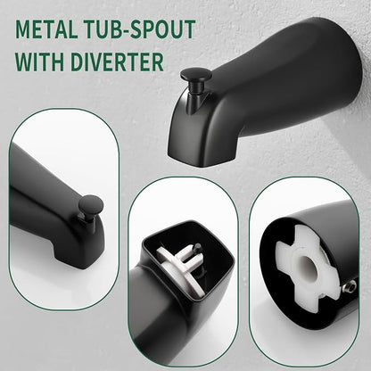 Shower Faucet Set with Tub Spout Tub and Shower Faucet Set Complete Dual Shower Head and Handheld Combo 2 in 1 Shower System with Tub Spout Tub and Shower Trim Kit Matte Black L829-7