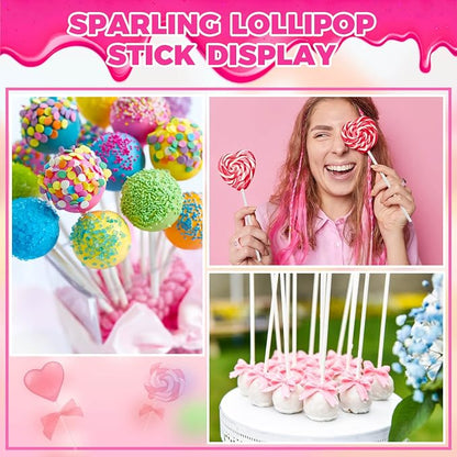 300Pcs Cake Pop Sticks and Wrappers, 6IN Cake Pop Sticks with Ties for Lollipops, Chocolates Cookies, Candies