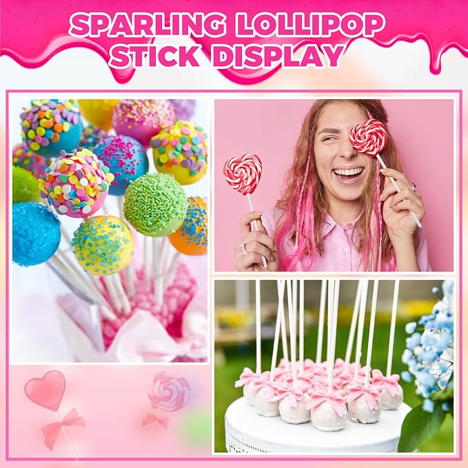 1200Pcs Cake Pop Sticks and Wrappers, 6IN Cake Pop Sticks with Ties for Lollipops, Chocolates Cookies, Candies