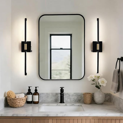 Black Gold Bathroom Vanity Light 24 Inch, Modern LED Vanity Light Bar Over Mirror, 4000K 360° Rotatable Picture Lights, Wall Lighting Fixtures for Bathroom, Paintings