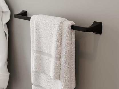 Pfister Bruxie Bath Towel Bar for Bathroom, 24-Inch, Wall-Mounted, Screw-in, Matte Black Finish, BTBBIE2B