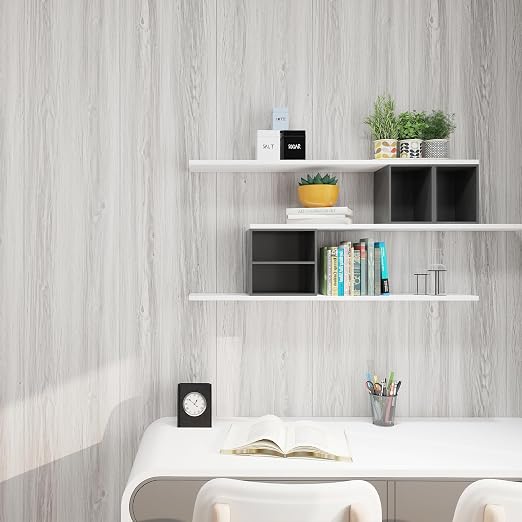 Wood Grain Peel and Stick Floor Tiles – 11.8” Width, Full Roll Length of 118" – Versatile Design for Any Space, Light Color Self Adhesive Vinyl Flooring, Waterproof and Non-Slip Features
