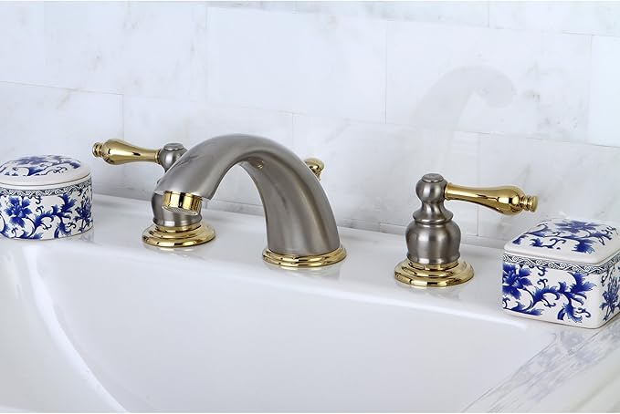 Kingston Brass KB979AL Victorian Widespread Bathroom Faucet, Brushed Nickel/Polished Brass