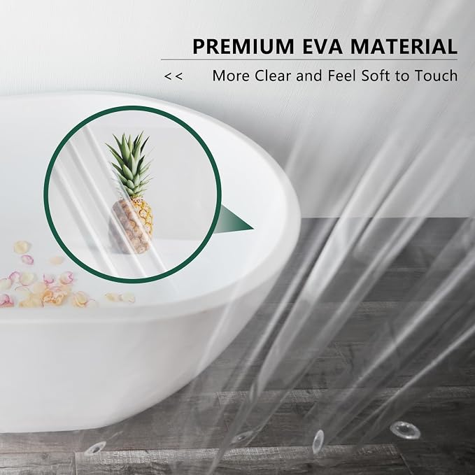 AooHome Thin Clear Small Shower Curtain Liner, 48x72 Premium Light Weight EVA 4G Plastic Bathroom Shower Liner with Rustproof Metal Grommets and 3 Magnets for Shower Stall (No Hooks)