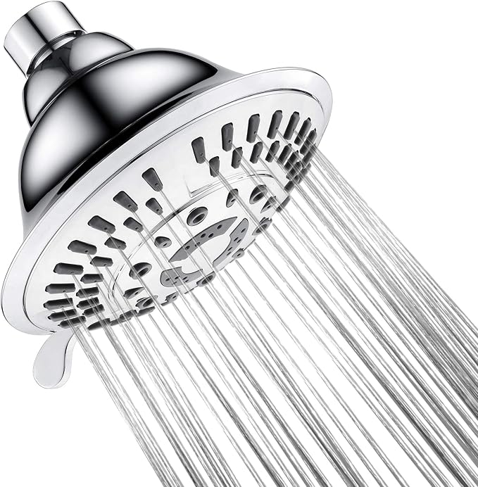 BRIGHT SHOWERS High Pressure 9-Function Rain Shower Head, Luxury Bathroom Showerhead with Chrome Plated Finish, Adjustable Angles, 1-Min Installation