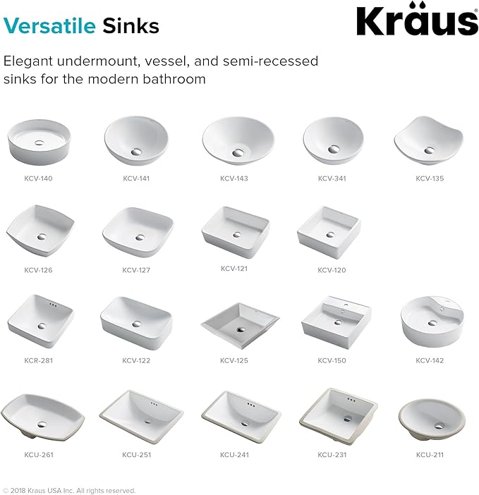 KRAUS Elavo 21-inch Rectangular Undermount White Porcelain Ceramic Bathroom Sink with Overflow, KCU-241