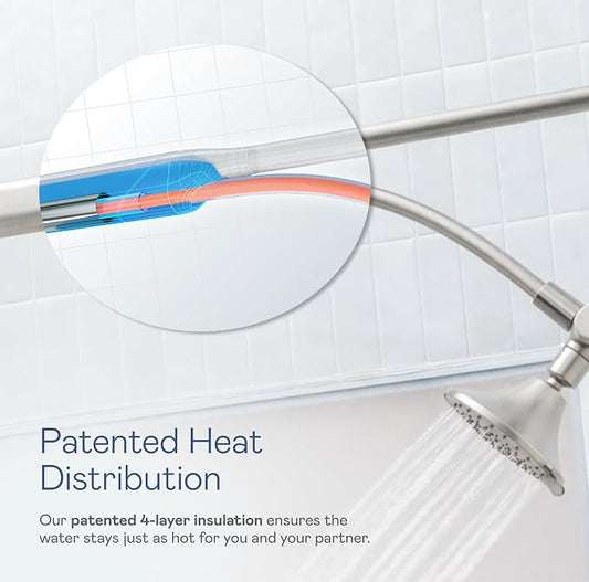 BOONA Tandem Shower as seen on Shark Tank | Dual Shower Head for Couples (Brushed Nickel, One Showerhead)