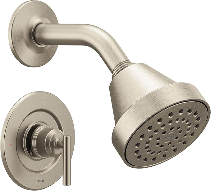 Moen Gibson Brushed Nickel Eco-Performance Modern Shower Trim Featuring Bathroom Showerhead and Lever Handle, Posi-Temp Valve Required, T2902EPBN