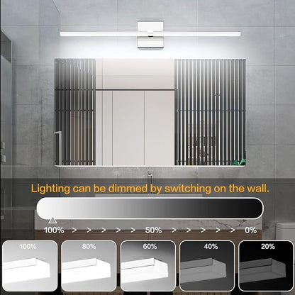 30 inch Chrome Bathroom Vanity Lights Modern Bathroom Wall Lighting Fixtures 22W LED Vanity Light Bar for Bath