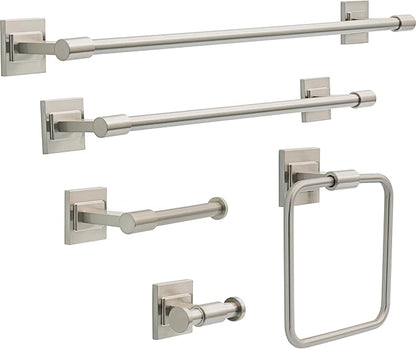 Delta Faucet McLaren (1-Pack) Hand Towel Holder, SpotShield Brushed Nickel, Square Ring for Bathroom or Kitchen Sink, Wall Mounted MCL46-BN