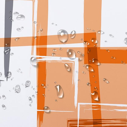Orange Geometric Shower Curtain with Hooks,Gray Black and White Abstract Striped on White Fabric Shower Curtain for Bathroom Decor Modern Minimalist Shower Curtain Set,72L X 60W inches