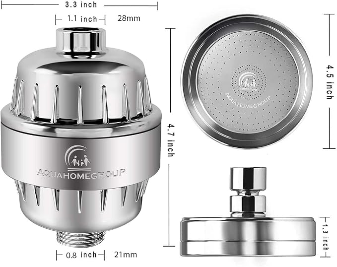 AquaHomeGroup - Filtered Shower Head & 20 Stage Shower Filter - Standard - Chrome