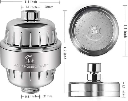 Handheld Shower Head With Filter - 15+2 Stage Filtration for Imporved Water - Vitamin C and E Infused With SPA Effect - High Pressure Head With Hose