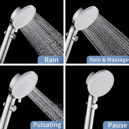 Shower Head with Handheld Shower Head with ON/Off Switch 3-Modes | High Pressure Shower Head with Hose, Chrome Finish, 60inches Hose