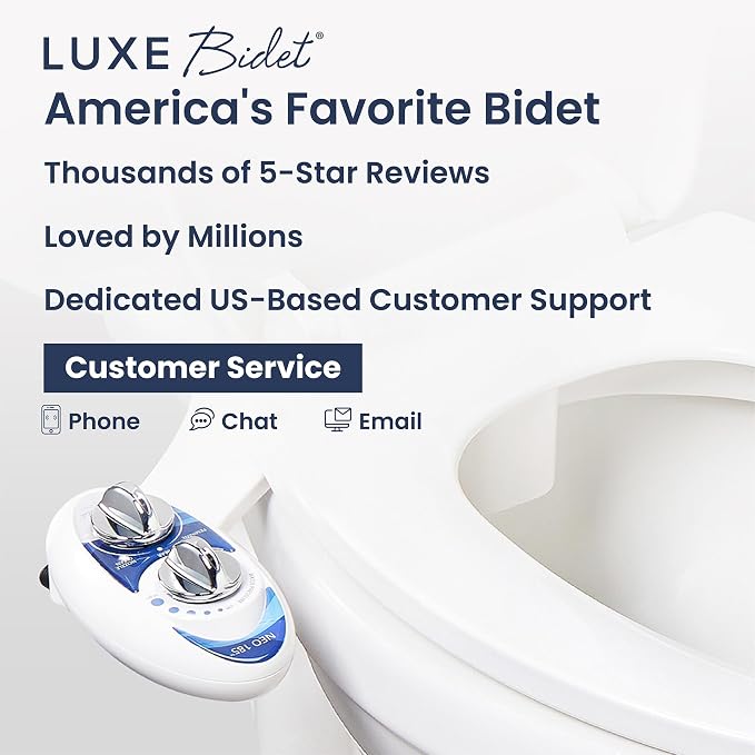 LUXE Bidet NEO 185 - Bidet Attachment for Toilet Seat, Blue | Non-Electric, Dual Nozzle, Self-Cleaning, Adjustable Water Pressure, Rear & Feminine Wash