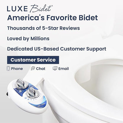 LUXE Bidet NEO 185 - Bidet Attachment for Toilet Seat, Blue | Non-Electric, Dual Nozzle, Self-Cleaning, Adjustable Water Pressure, Rear & Feminine Wash