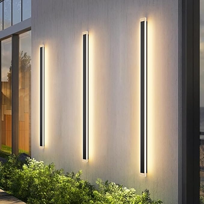 Aipsun 2 Packs Porch Wall Lights 56.3inch Long Strip Modern Outdoor Wall Light Fixture, Black Wall Mount Lighting Sconce Exterior Lights Wall Sconce 3000K for House Living Room Corridor