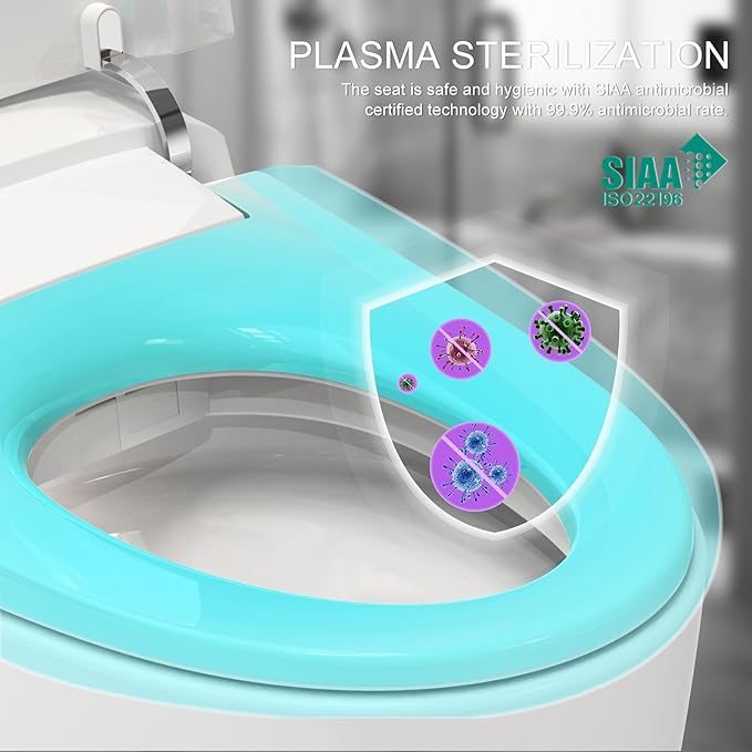 Smart Toilet with Bidet Built in, Bidet Toilet with Powerful Flush, Auto Open/close Lid, Foot Sensor Operation, Intelligent induction Heat Seat, Smart Toilet with instant Warm Water (ST-PLUS)