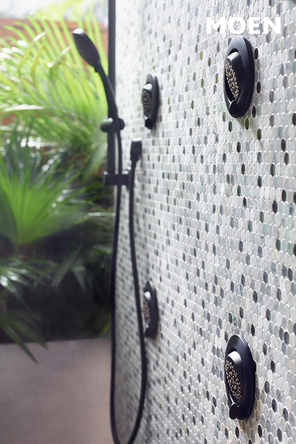 Moen Eco Performance 5 Funtion Handheld Showerhead, 30 Inch Slide Bar and 69 Inch Hose, 3558EPBL